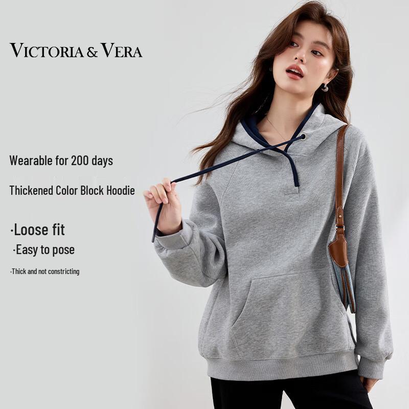 

VICTORIA&VERA Women s Color-Block Hooded Sweatshirt M