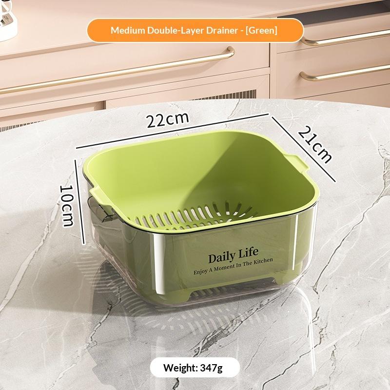 Kitchen Double Drain Basket Ins Wind High Value Vegetable Wash Basin Drain Basket Large Capacity Fruit Wash Vegetable Baskets