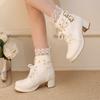  Short Boots Hollow Lace Belt Buckle LO Lolita Shoes Student Dress Short Boots and Ankle Boots