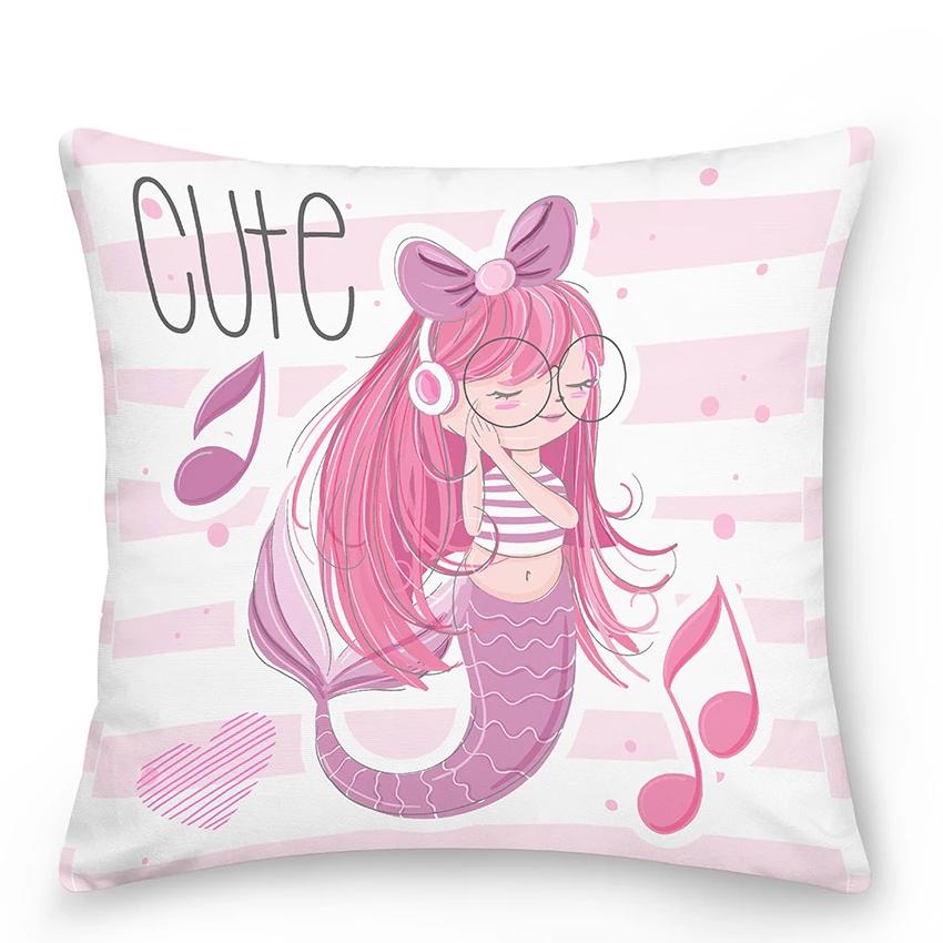 Home Decor Bedroom Car Cushion Cover Blue Dolphin Print Pillow  Mermaid    Sofa