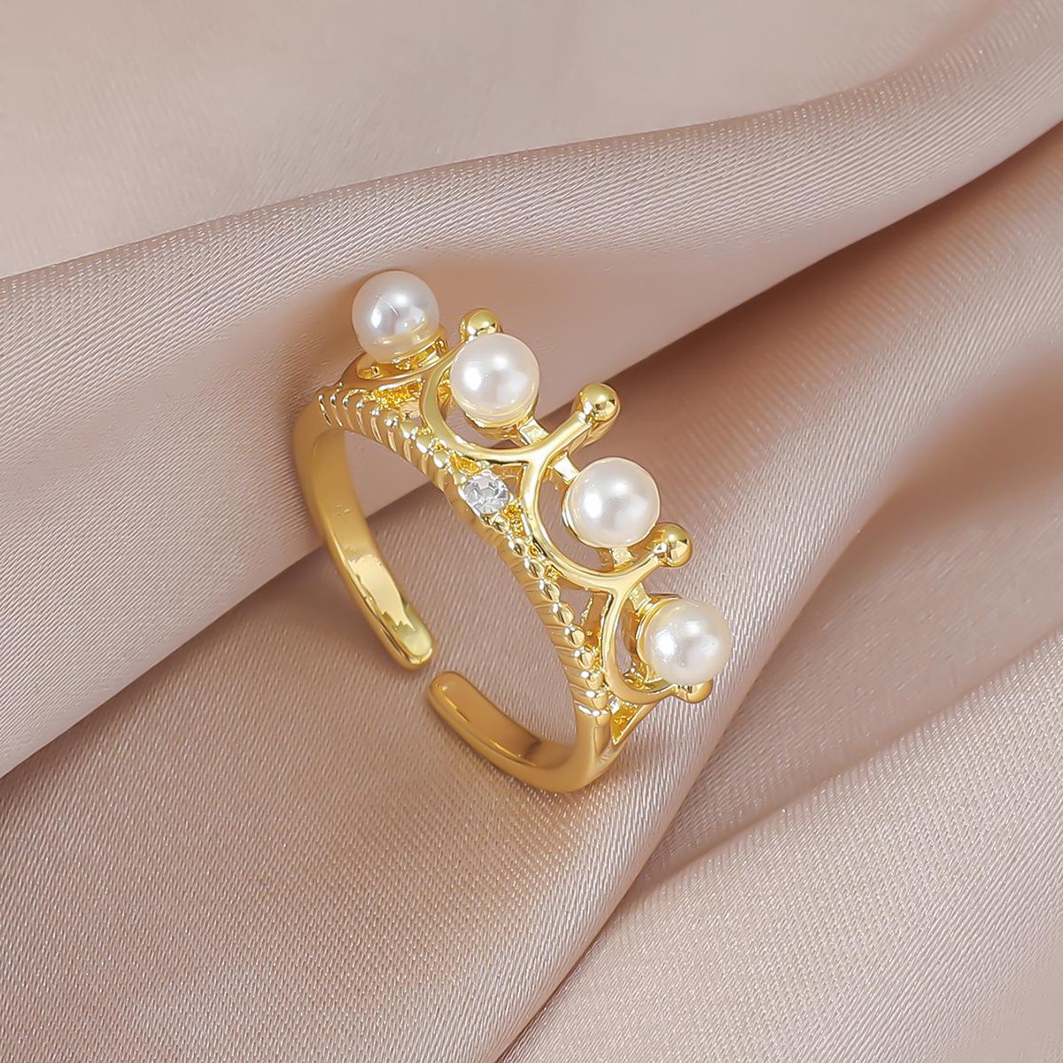 Korean Dongdaemun Retro Geometric Pearl Ring for Women – Versatile Fashion Statement Piece