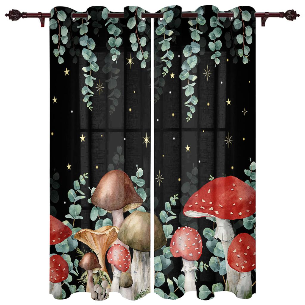 Plants Mushrooms Flowers Moon Modern Window Curtains for Living Room Bedroom Curtain Kitchen Treatment Blinds Drapes