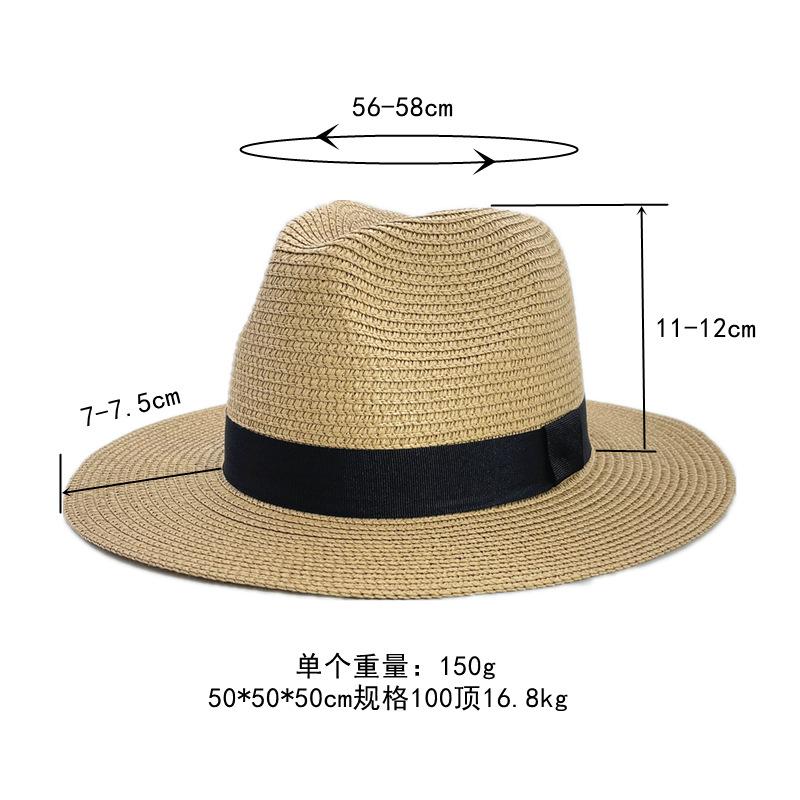 Panama Straw Hat, Men's and Women's Top Hats, Summer Shade, Beach Brim Sun Hats