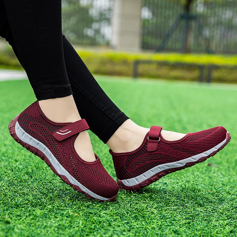 Fashion Women's Summer Hollow Breathable Flat Bottom Outdoor Hiking Non Slip Soft Soled Sports Shoes Comfortable Lazy Casual Shoes 35-43