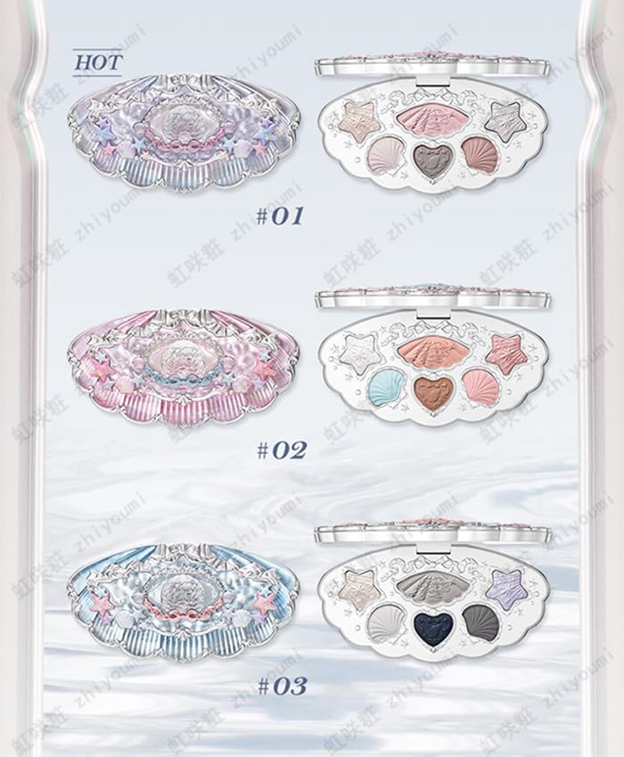 Flower Knows Muschelperlen Lidschattenpalette (6 Farben) - Matte Lidschatten, Süßes Augen Make-up, Hohe Pigmentierung, Langanhaltend, Chinesische Kosmetik, Beliebt