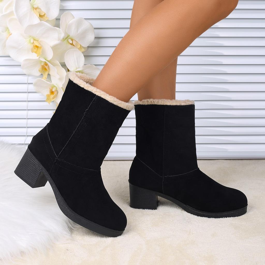 Fashion 2025 New Women Snow Boots Lightweight Comfortable Shoes Female Warm Thickened Fluff High Heels Ankle Boots Women Botas De Mujer