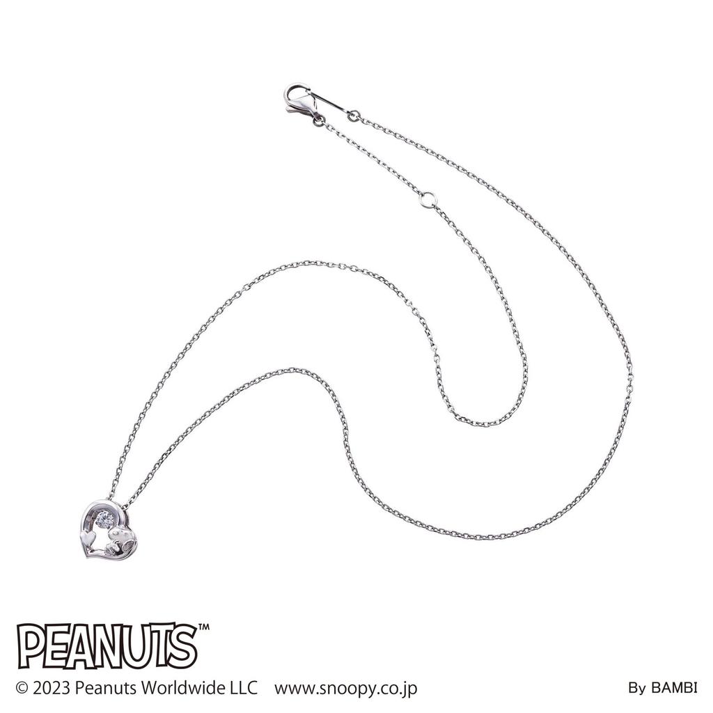 Snoopy PEANUTS Necklace 925 Silver Surgical Stainless Steel Cubic Zirconia Dancing Stone PNSS002RD [White Clover]