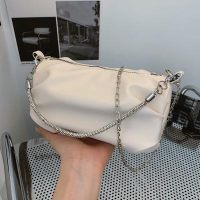 Einfache Retro-Kleintasche, plissierte Kissentasche, vielseitige Pendlertasche, Studentin, Büroangestellte, Kette, einzelne Schultertasche, Messenger-Tasche für Damen