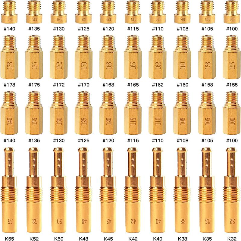 40PCS Carburetor Main Jet Slow Pilot Jet Kit Include 30pcs Main Jets and 10pcs Slow Pilot Jet for PWK Keihin OKO CVK Crab