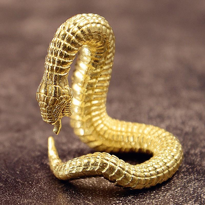 Adorno de Escritorio de Serpiente de Latón Sólido Hecho a Mano Decoración del Hogar Figura de Animal Accesorio para Escritorio de Oficina Estilo Étnico