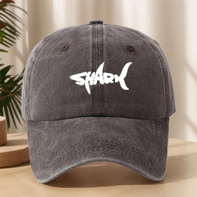 Unisex-Baseballkappe mit Haifischmuster und gewaschenem Retro-Design, geeignet für Camping im Freien und Freizeitsport,