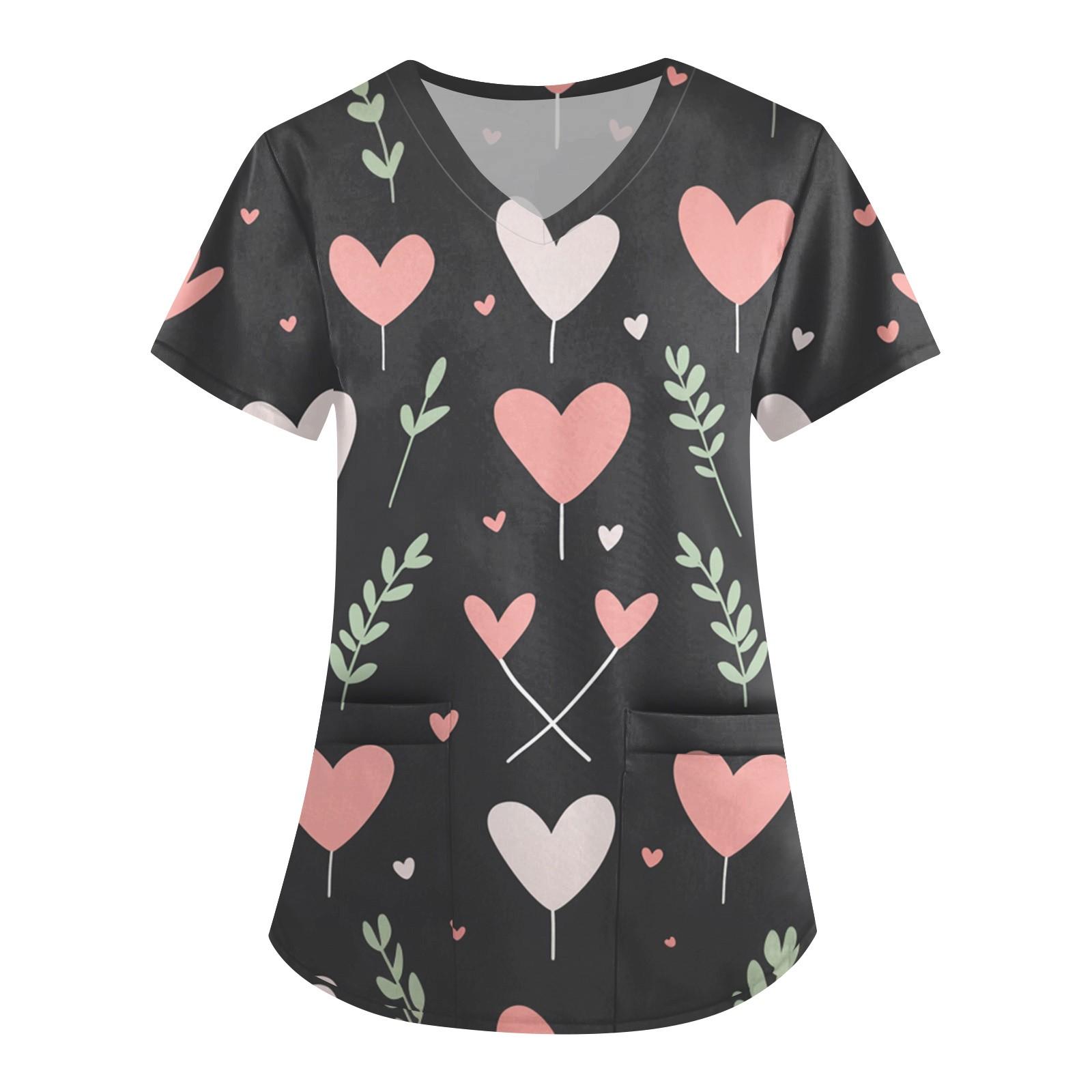 

Женский модный повседневный топ с V-образным вырезом на День святого Валентина с принтом L