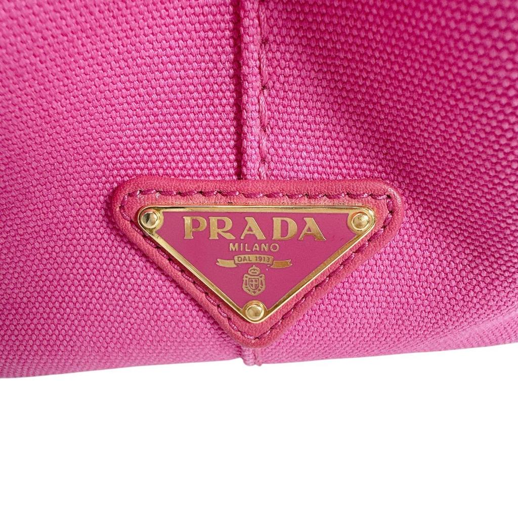 Prada Canvas Canapa Tote Bag Denim Pink Women BN2439 Used