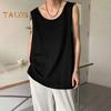 Men Vest Sleeveless Round Neck Solid Color Vest Loose Fit Casual Sport Tank Tops Streetwear Daily Wear