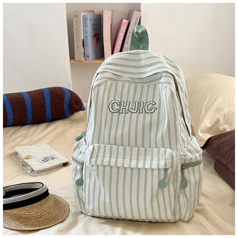 School Bag High Value New Fresh and Sweet Striped Backpack Junior High School Students Lightweight Large Capacity Backpack