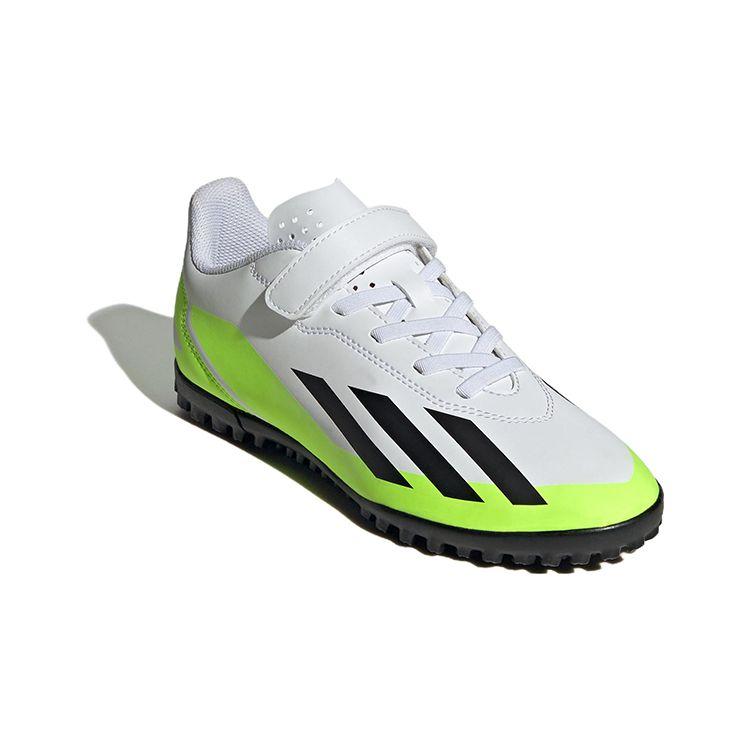 Adidas X Crazyfast.4 Hook-And-Loop Artificial Turf Non-Slip Low-Top Soccer Shoes Kids Soccer Shoes White Yellow Black IE1592