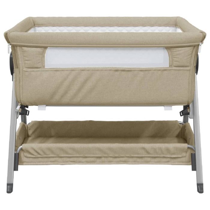 VidaXL Baby Bed with Mattress, Co-sleeping Crib with Adjustable Height, Child Bed, Guest Bed for Bedroom, 10291