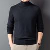 Men's High Neck Slim Fit Knit Sweater - Solid Color, Stretchy, Warm Autumn/Winter Wear for All Ages