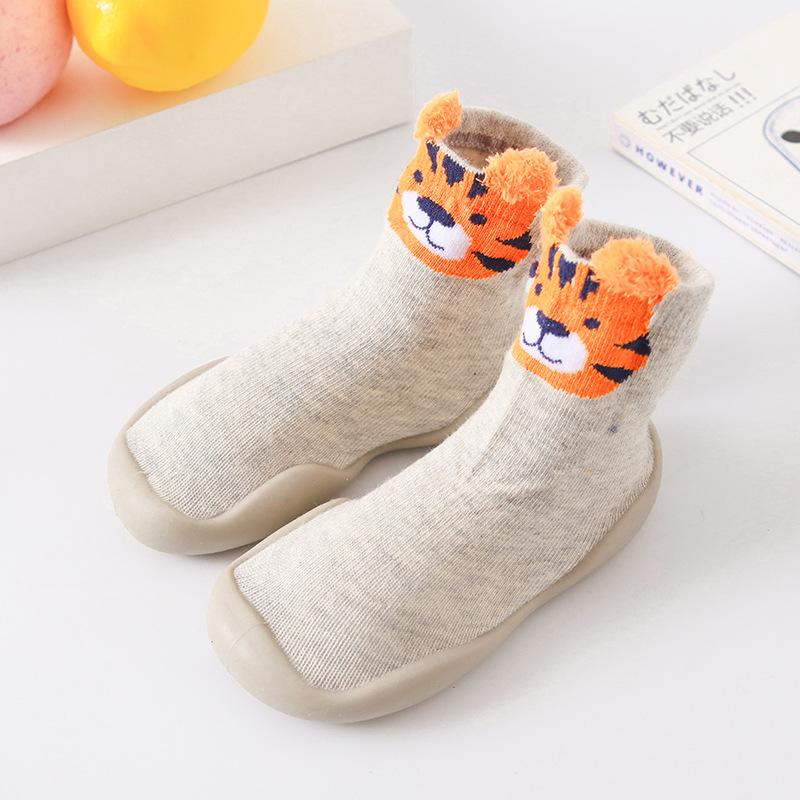 XIANGHUI Children's Shoes Socks Spring Cartoon All Cotton Baby Non-slip Floor Socks Soft Rubber Sole Baby Walking Shoes Socks