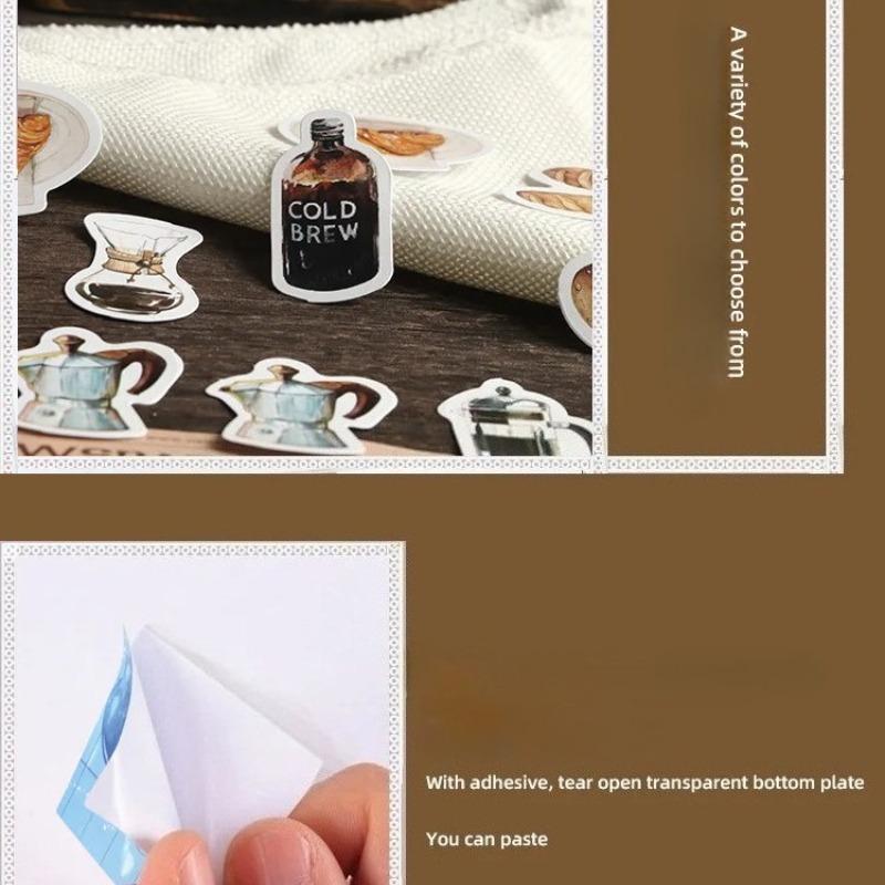 46 Stück Aufkleber Vintage-Stil Klassische Kaffeeliebhaber Kreative Materialien Dekorative Selbstklebende Aufkleber Malerei DIY-Aufkleber