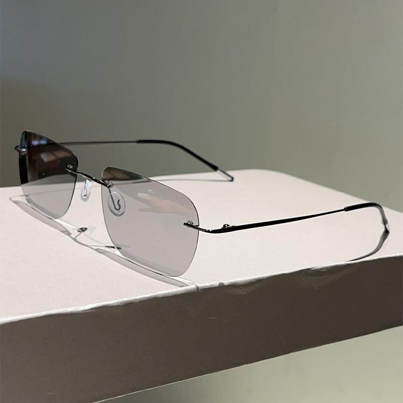 Vintage Rimless Sunglasses Men Fashion  New Outdoor Dark Shades Women Trendy Luxury Brand Design Decor Sun Glasses