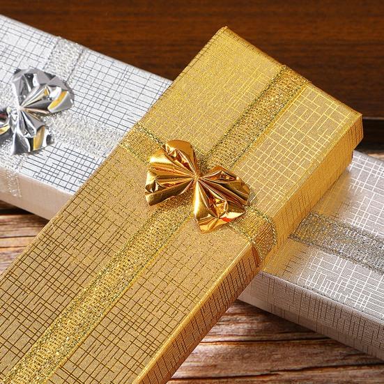 Rechteckige Schmuckverpackungsbox mit Deckel Schleife Valentinstag Brautjungfer Hochzeit Geburtstagsgeschenkbox Halskette Armband Verpackungsbox