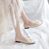 Fashion Lace Pearl With Bow Pointed Toe Women's Flat Shoes Popular Social Elegant 2025 Trend Korean Style Fashionable Ladies Footwear