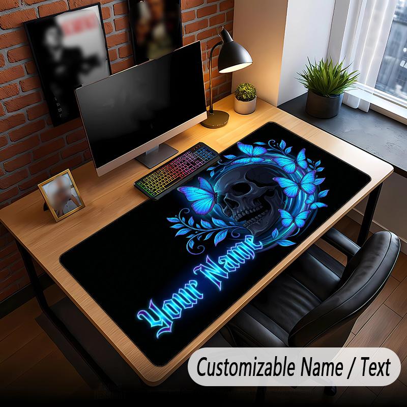 Skull Gothic Theme Custom Mouse Pad Personalized With Name Text Customized Desk Mat For Office Home Decor