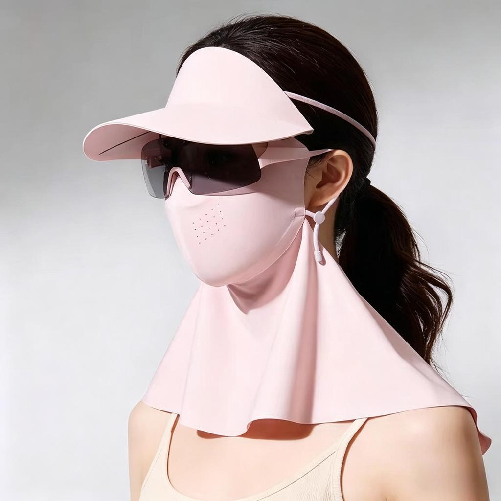 Full Face Sunscreen Mask Face Gini Women UV Protection Summer Ice Silk Cycling Sun Hat Mask Neck Protection Cooling Breathable