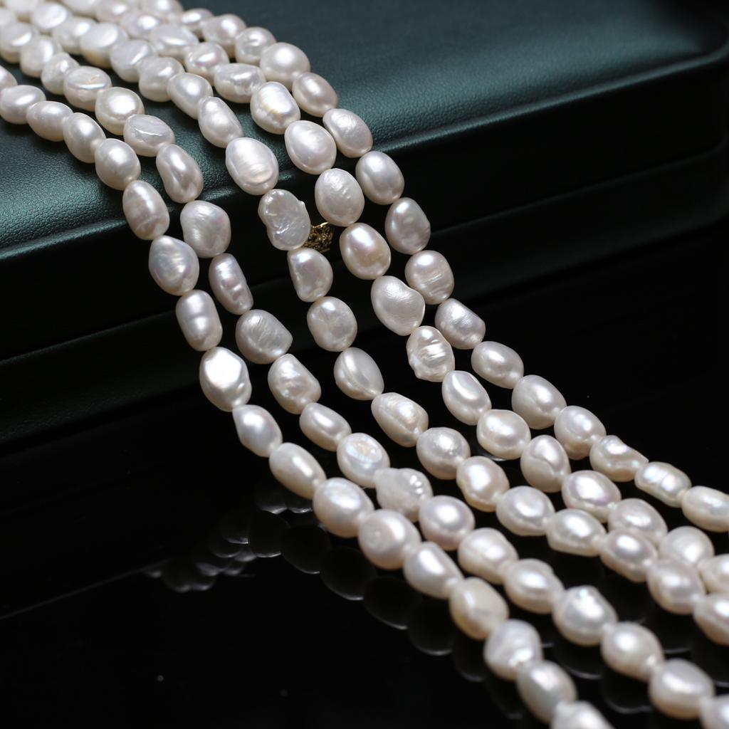 1String, White Natural Freshwater Pearls, Boho Handmade Straight Hole Pearl Beads for Jewelry Making DIY Necklaces Crafts (Beads 8-9mm, Length 36cm)