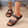 Flat-bottomed slippers women's new solid-color round head outer wear casual sandals women's shoes