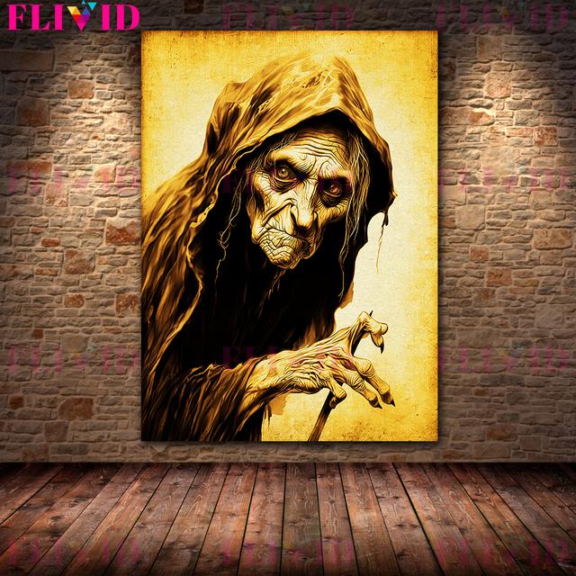 Rural Witches and Wizards Retro Wall Art Oil Painting Black Magic and Wizardry Fantasy Art Poster