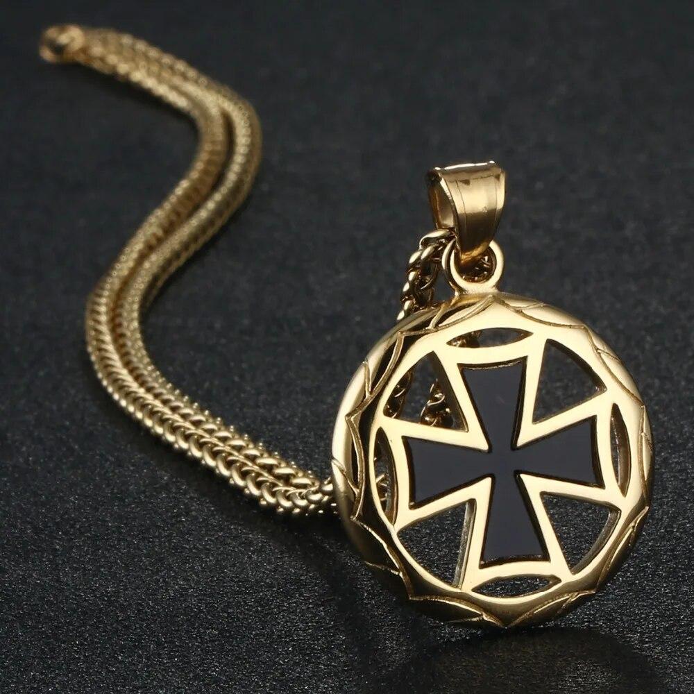 

Винтажная мальтийская цепочка с перекрестными звеньями из нержавеющей стали, массивные ожерелья, мужские подвески в стиле тамплиеров, ожерелья, ювелирные изделия koyle NC057