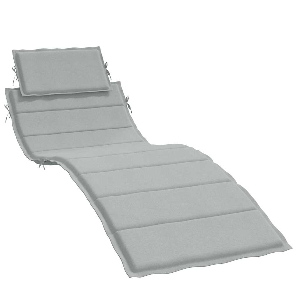 Sun Lounger Cushion Melange Light Gray 186x58x4 Cm Fabric