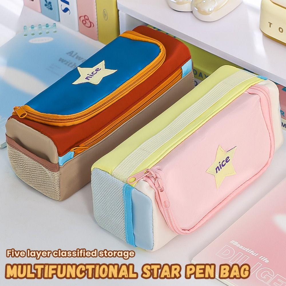 

Square Pen Bag Color Collision Design Stationery Bag Stationery Organizer School Office 04