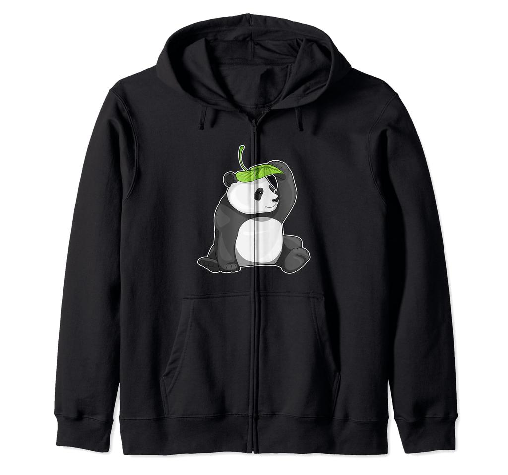 Panda Leaf Hat Zip Hoodie