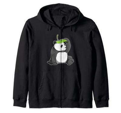 Panda Blatt Hut Zip-Hoodie