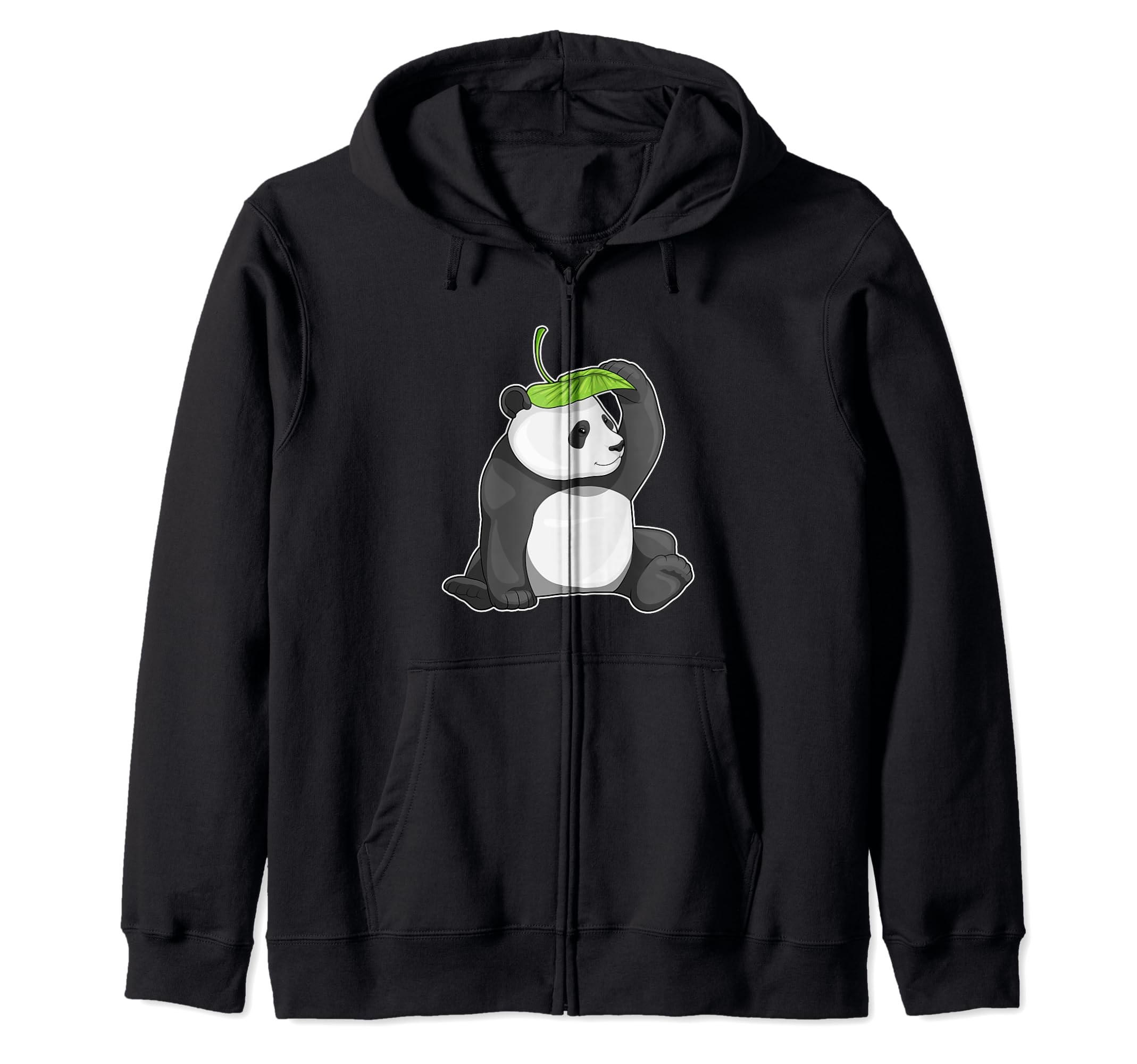 

Panda Leaf Hat Zip Hoodie чёрный