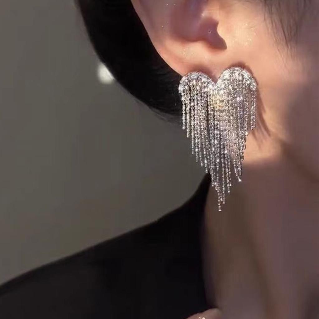 2PC women's fashionable tassel earrings and Zircon are suitable for dates, parties, festivals, and gifts-338