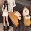 Cute hairball bow thick-soled snow boots women's winter warm cotton shoes women's hairy mouth short boots women's large size