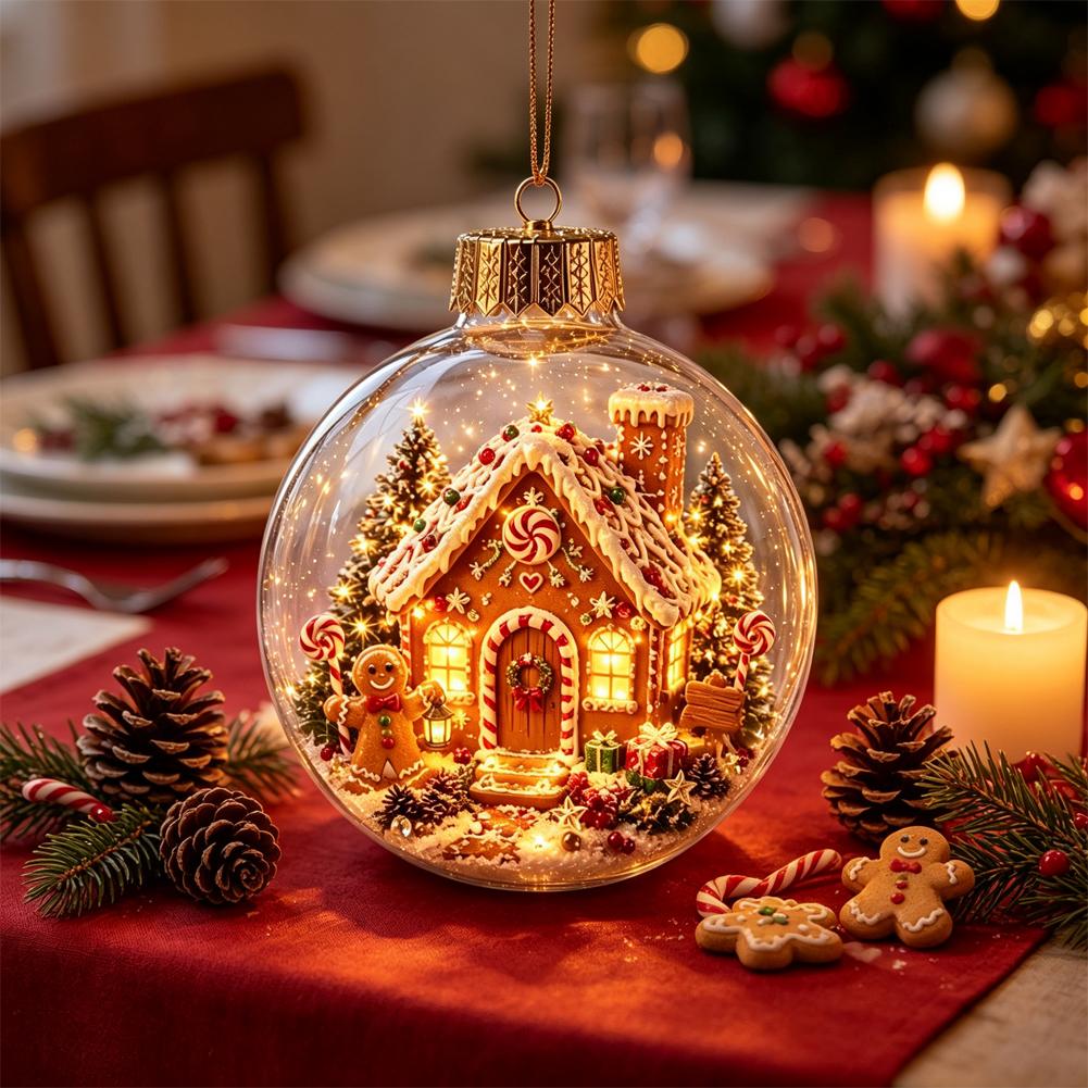Decorazioni Luminose per la Storia di Natale 2026 Fai da te Nuovo Babbo Natale Pupazzo di Neve Alce Sfera di Cristallo con Polvere d'Oro Decorazione 1pz 2026