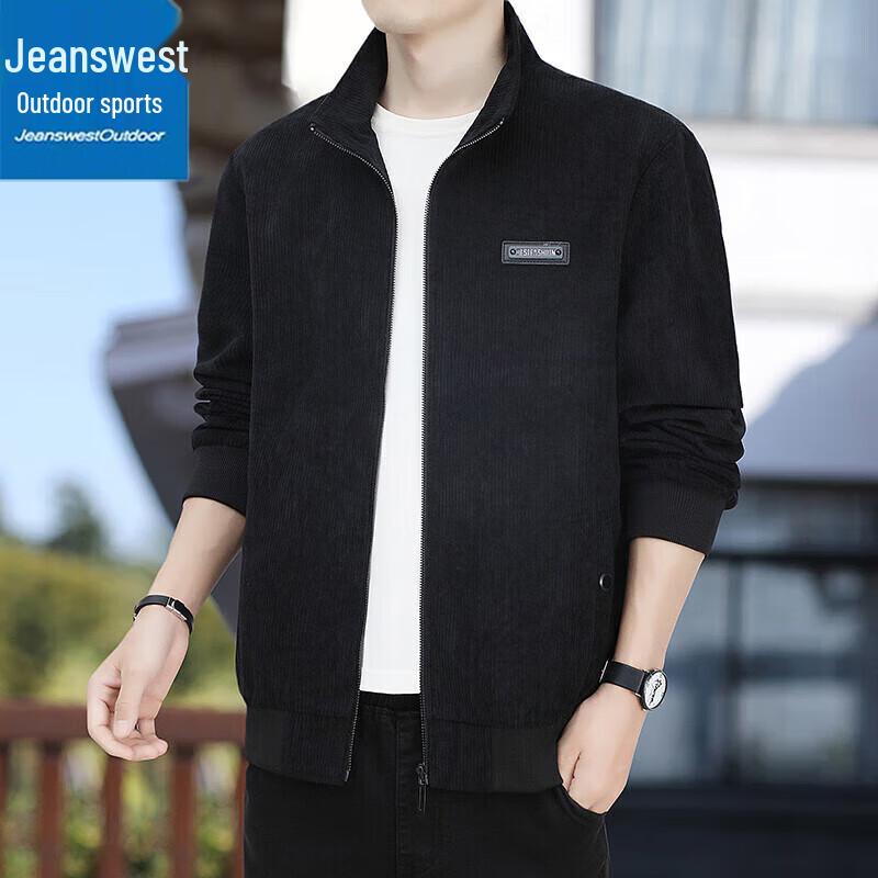 Jeanswest Men's Casual Corduroy Stand-Collar Jacket