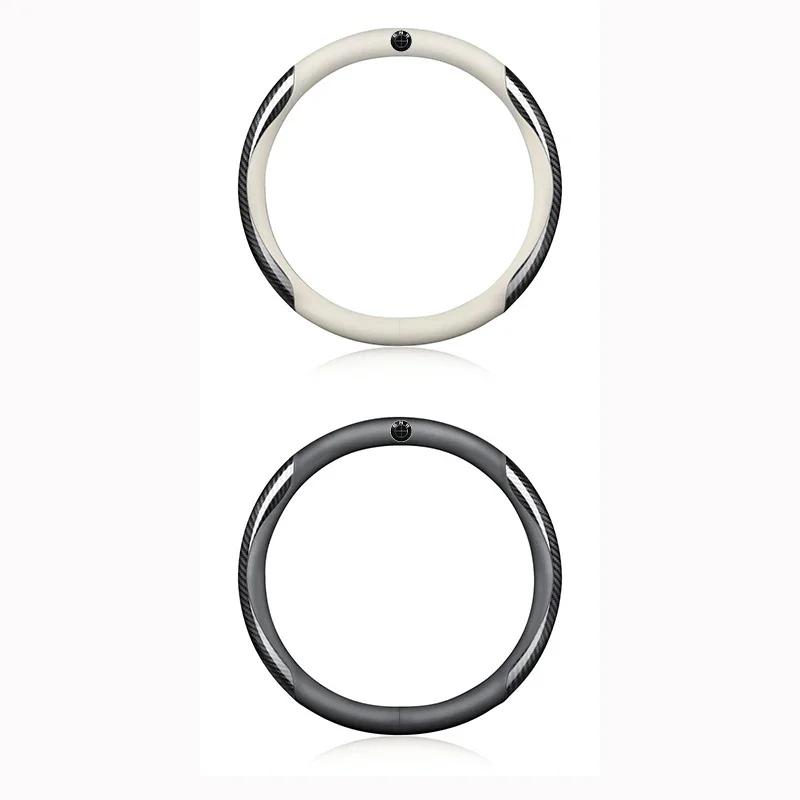 PU Leather Carbon Fiber Car Steering Wheel Cover Emblem Car Accessories For BMW 50th Kith M X1 X2 X3 X4 X5 X6 X7 E46 E90 E60 F10