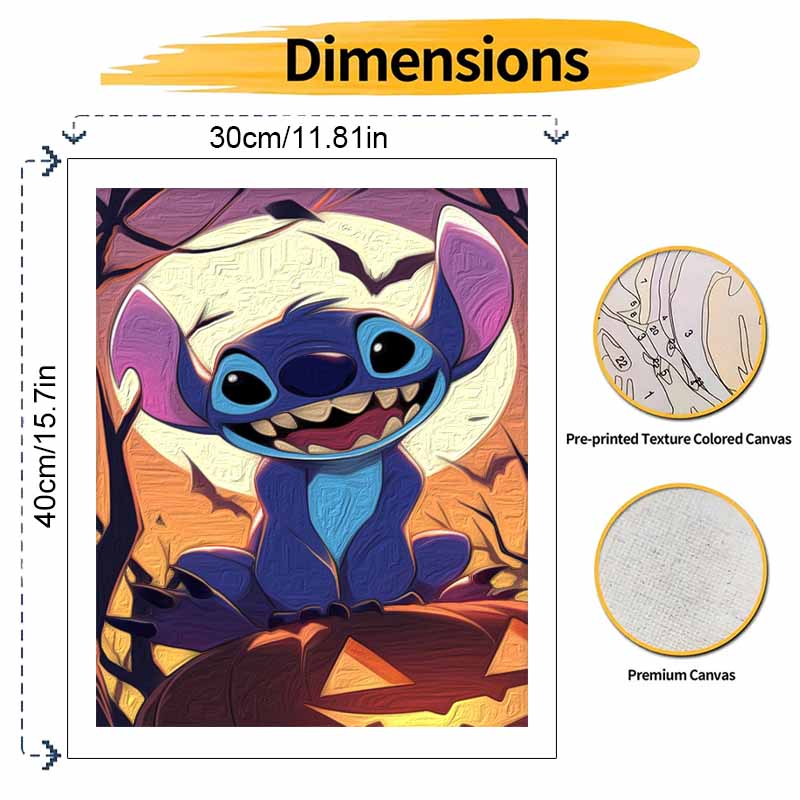 Disney Stitch Pumpkin Moon Oil Painting Handmade Painting Kit Diy Home Room Decoration Gift