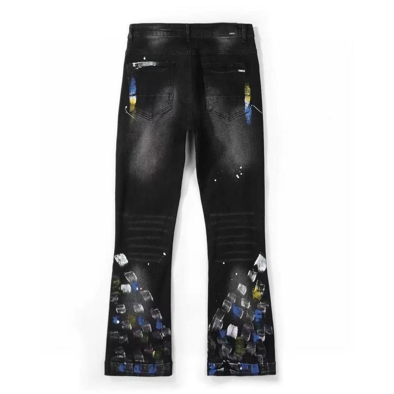 Blugi Negri Subțiri pentru Bărbați din Denim Elasticizați Spălați cu Apă Detalii Uzate Manșetă Mică Stil Casual Adolescenți Adulți