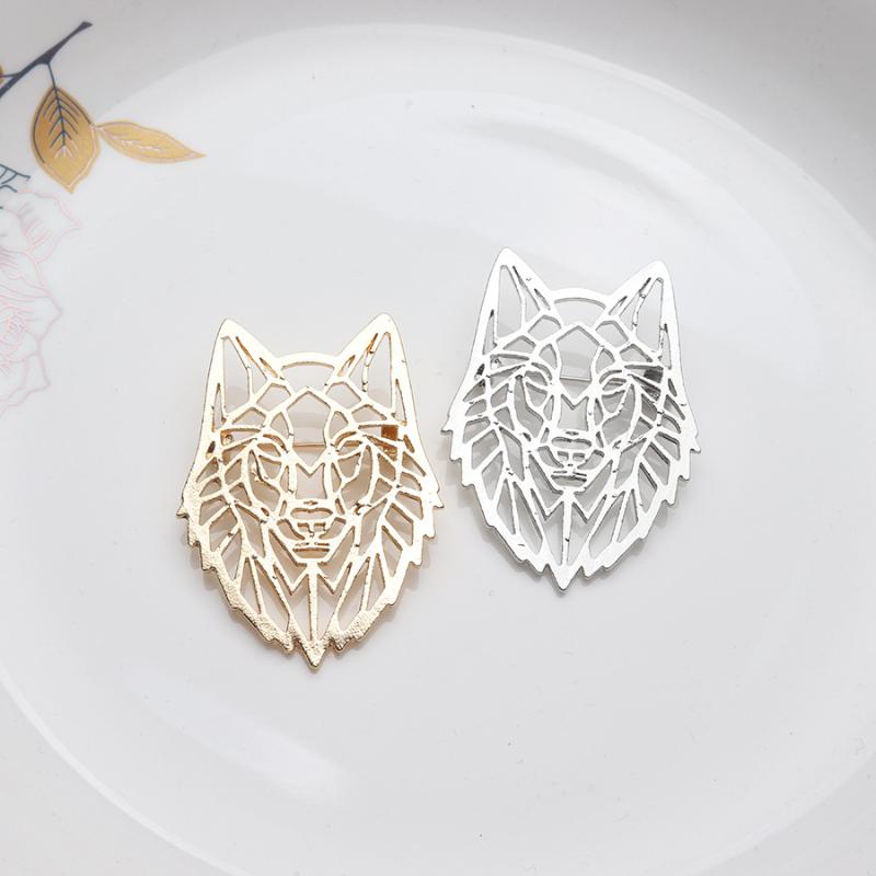 Animal Wolf Head Brooch For Men Women Stainless Steel Punk Lapel Pins Suit Collar Badges On Backpack Jewelry
