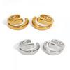 18K Gold Plated European Stainless Steel Double-Layer Ear Clip for Women - Versatile & Creative Fashion Jewelry