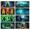 7 X 16ft Halloween Garage Door Cover Large Skeleton Graveyard Hanging Backdrop Door Banner for Halloween Yard Front Porch Wall Decoration
