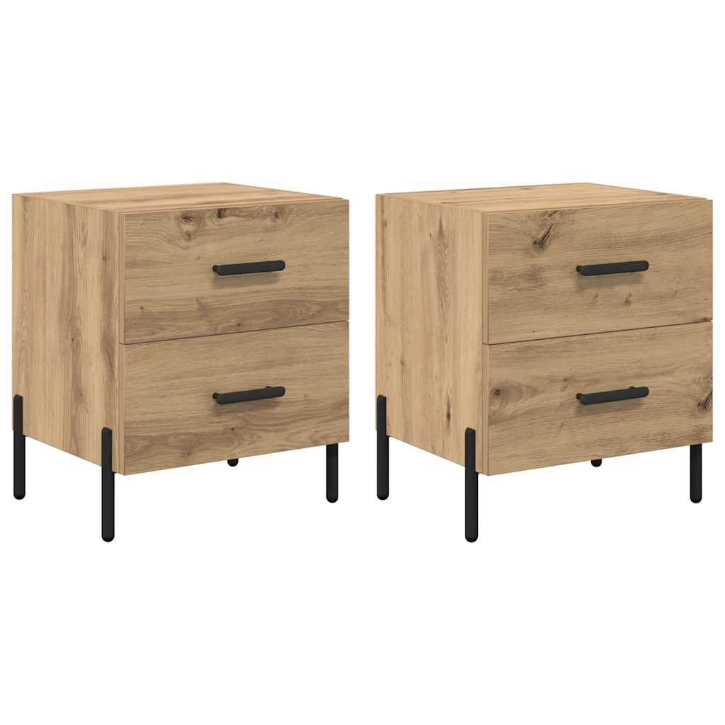 Nightstand Set of 2 Artisan Oak Finish 40 x 35 x 47.5 cm Engineered Wood