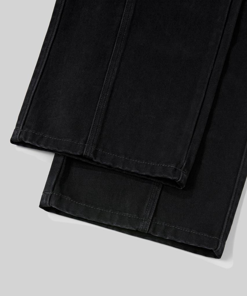 Beodeonteu Garment Dyed Cut-Out Pocket Wide Twill Pants [Black]